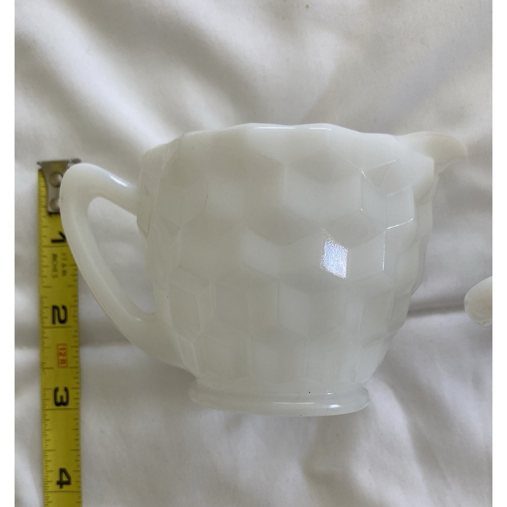 Jeannette Cubist Milk Glass Creamer White 2.75" High Vintage - Picture 4 of 5
